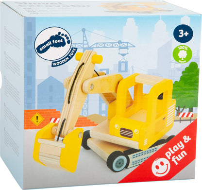 small Foot 12010 Excavator din lemn cu braț mobil 360 grade rotativ pentru copii de la 3 ani