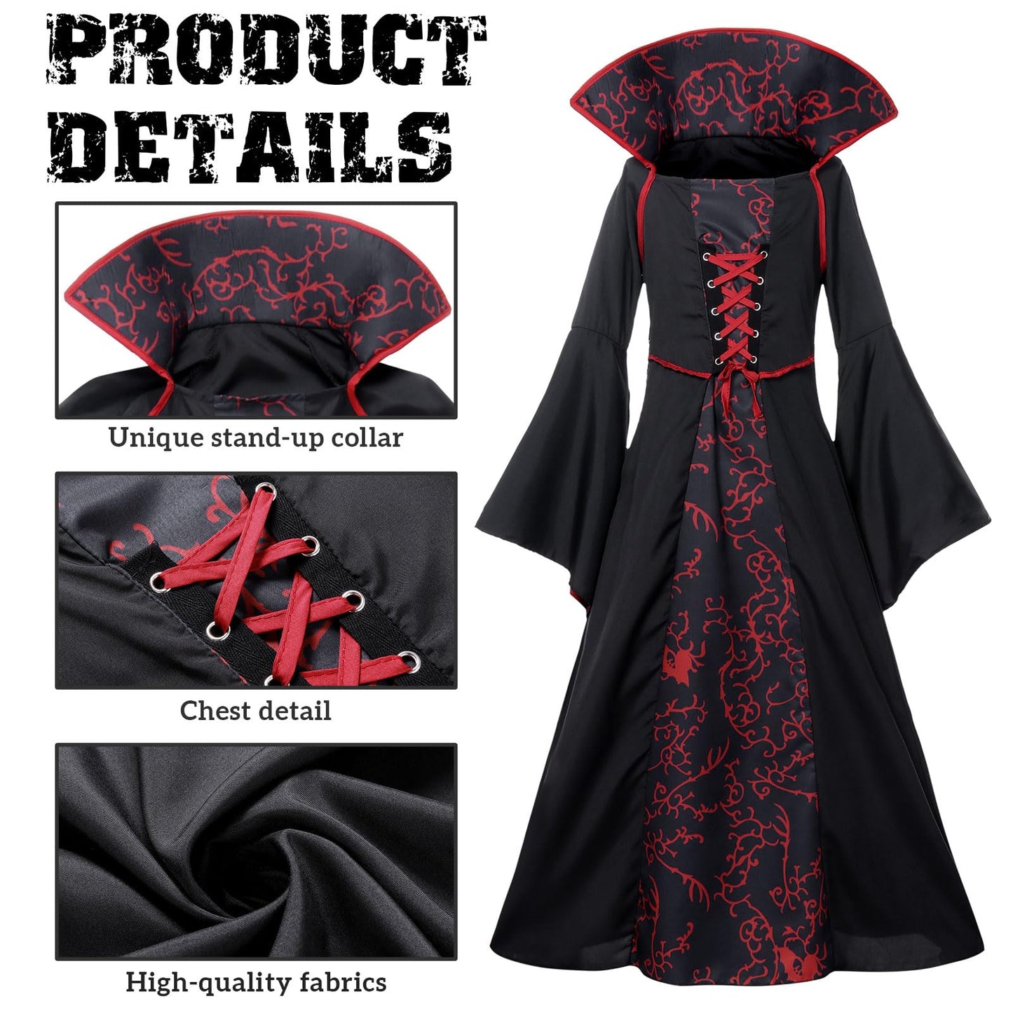 Set de rol Vampir Halloween pentru fete (Stil A, 130CM)