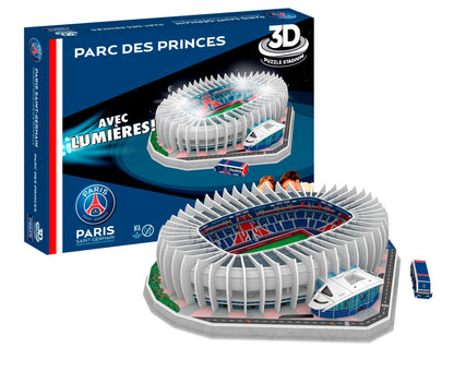 Puzzle Park der Prinzen 3D Megableu, cu lumini integrate, echipa de fotbal Paris Saint Germain, 111 piese numerotate, pentru asamblare individuală sau în familie, recomandat de la 7 ani, 678326, stadion PSG.