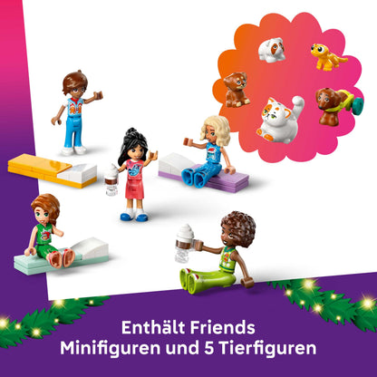 LEGO Friends 42668 Set de construcție Advent Calendar 2025 cu 24 surprize, 5 minifigurine și 5 figurine animale pentru copii de la 6 ani