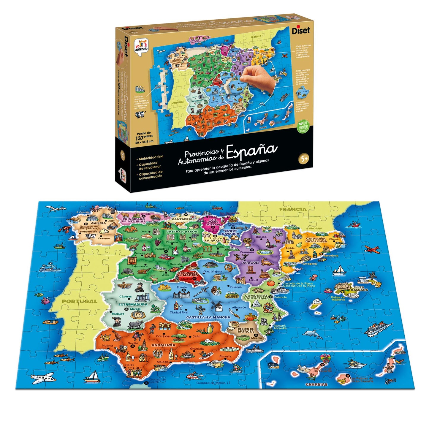 Diset - Provincii și Autonomii din Spania, Puzzle educativ pentru a învăța geografia Spaniei de la 5 ani