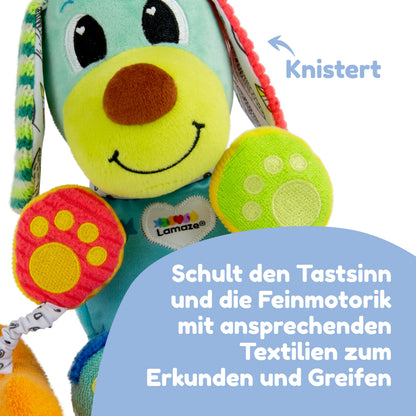 Lamaze Câine sonor Clip & Go, jucărie cărucior