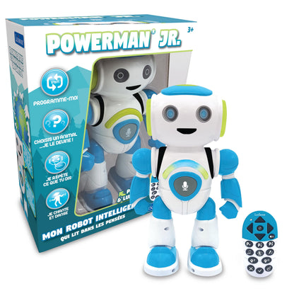 Robot inteligent Lexibook ROB20FR Jr. - citește gânduri, dansează, cântă, quizuri cu animale, karaoke programabil, STEM, albastru/verde (versiune franceză)