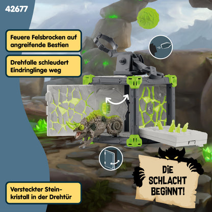 SCHLEICH ELDRADOR Creatures | Schleich Battlecave Stone Chameleon | Caves de Bătălie stivuite în Arenă | Jucărie pentru 7 ani+ | 34 piese