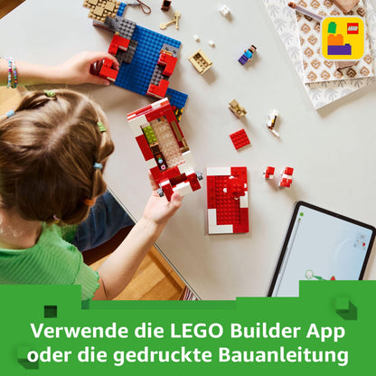 LEGO Minecraft 21270 Set de construcție Casa vacii ciupercă cu 500 piese pentru copii de la 8 ani