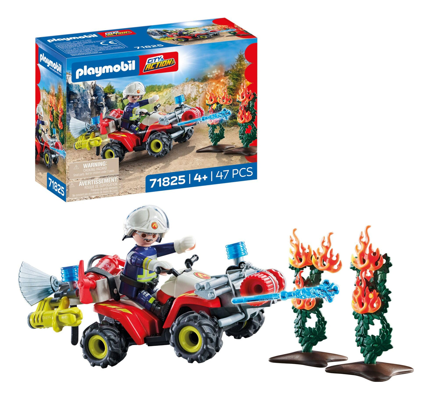 PLAYMOBIL City Action Set de joacă Quad pompieri cu tun de apă pentru stingerea incendiilor 4+ ani (roșu)