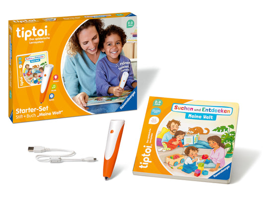Ravensburger tiptoi Starter-Set 00112: Stilou și carte ilustrată - Să căutăm și să descoperim lumea mea - Jocuri educative pentru copii de la 2 ani - Jucării de la 2 ani