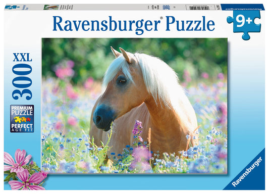 Puzzle Ravensburger pentru copii - Cal în mare de flori - 300 piese, recomandat copiilor de peste 9 ani
