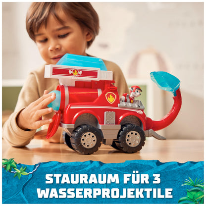 PAW Patrol Jungle Pups - Vehicul mare cu elefant și apă (vehicul deluxe) și figurina Marshall Hero Pups, jucărie pentru copii de la 3 ani