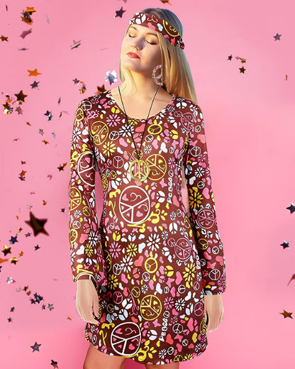 BIQIQI Set Costum Hippie Anni '70, cu Accesorii