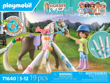 PLAYMOBIL Horses of Waterfall Set creativ cu cal și markere Crayola pentru copii de la 5 ani
