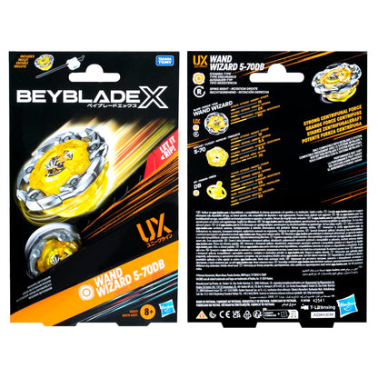 Hasbro Beyblade X Wand Wizard 5-70DB UX Set de start cu top și lansator pentru copii de la 8 ani (albastru)