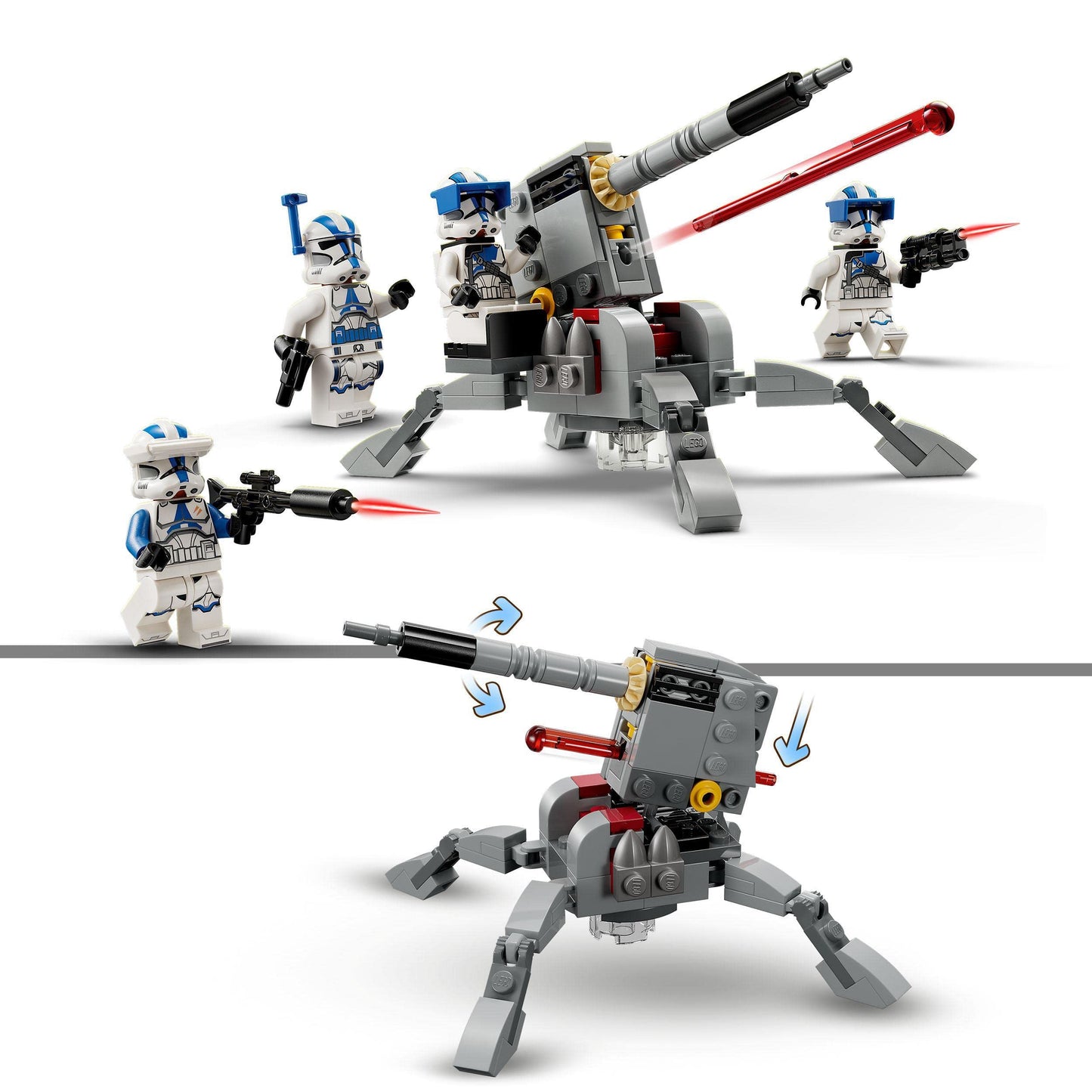 LEGO Star Wars™ Pachet de Luptă: Soldați Clon de la 501, Set de Bătălie, Vehicul AV-7, Jucărie de Construit, Mini Figuri, Războaiele Clon 75345