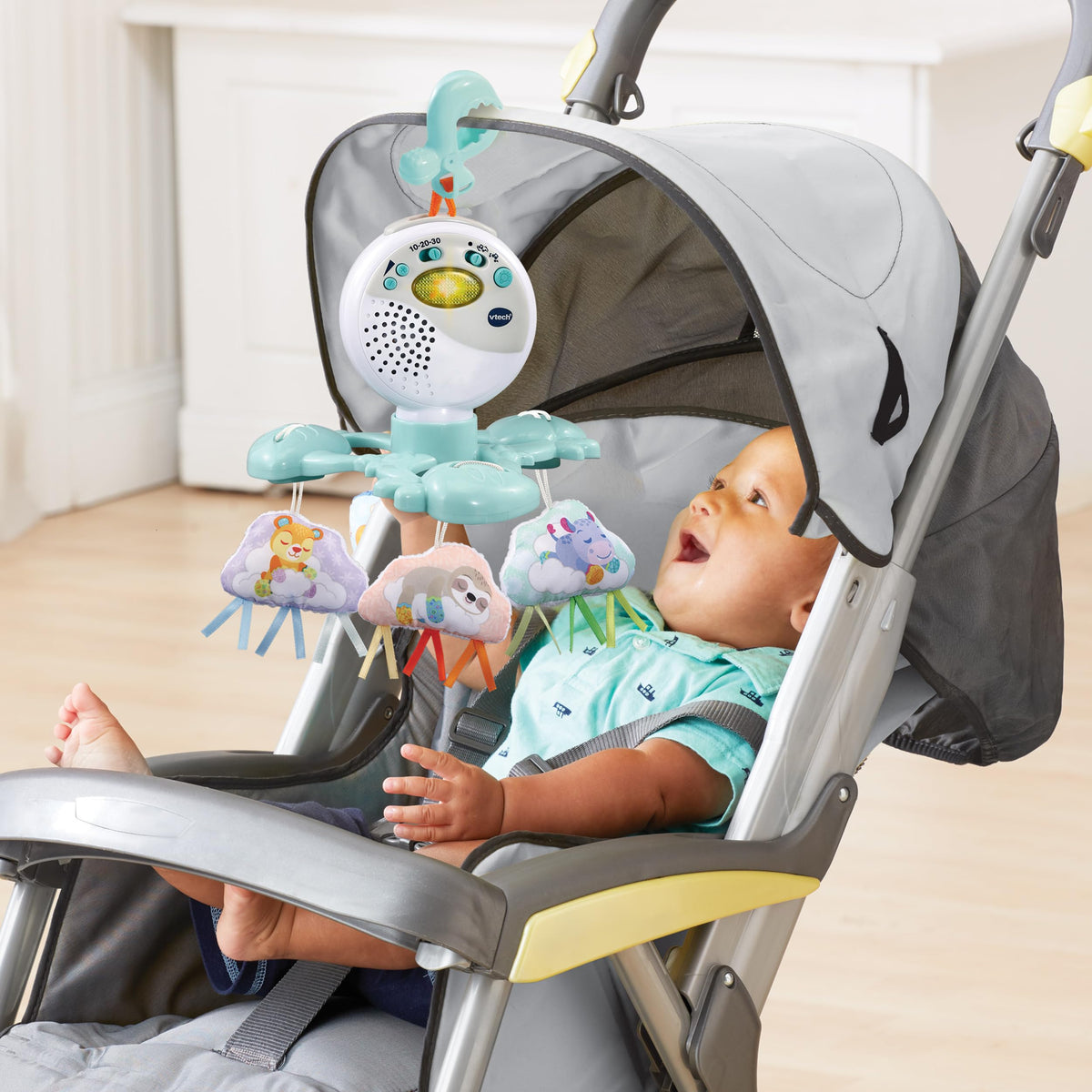VTech 80-513164 Mobile pentru bebeluși cu lumină de veghe și 3 nori de pluș 0+ luni (limba germană)