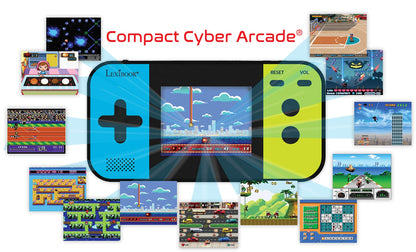 Lexibook Compact Cyber Arcade - Consolă de jocuri portabilă cu 250 jocuri, LCD, alimentată cu baterii, pentru copii, negru/albastru/verde, JL2377