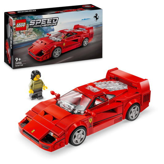 LEGO Speed Champions Ferrari F40, set de construcție cu mașină de jucărie și figurina șofer, cadou pentru copii 76934