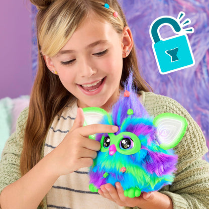 Furby Galaxie, jucărie interactivă din pluș, luminează în întuneric, versiune franceză