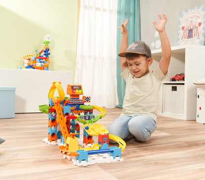 VTech Marble Rush - Set de Curse M200 E – Pista interactivă cu lumini și sunete, elemente captivante și opțiuni de construcție – Pentru copii de 4-12 ani