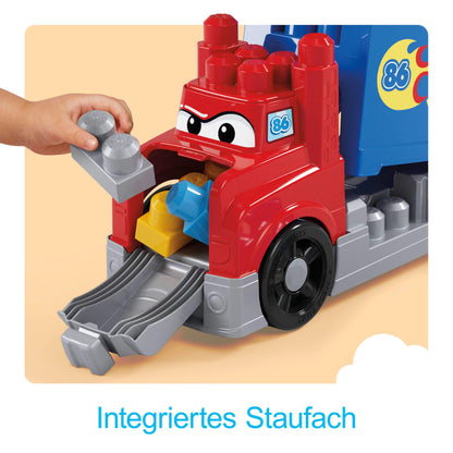 MEGA BLOKS JFR29 Set de construcție cu 19 piese Transportor mașini de curse pentru copii de la 1 an (multicolor)