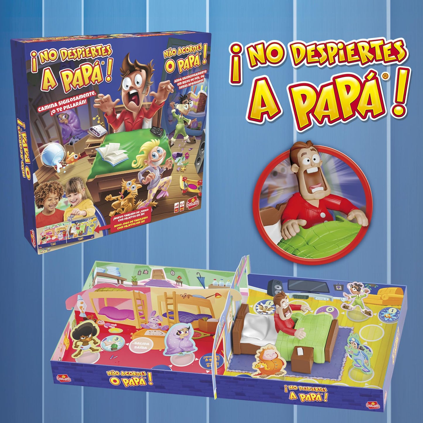 Goliath - Nu-l trezi pe tata - Joc de masă pentru copii de la 4 ani - Distractiv și familial - Joc de abilitate - Ideal pentru cadou și joacă în familie - Versiune în română