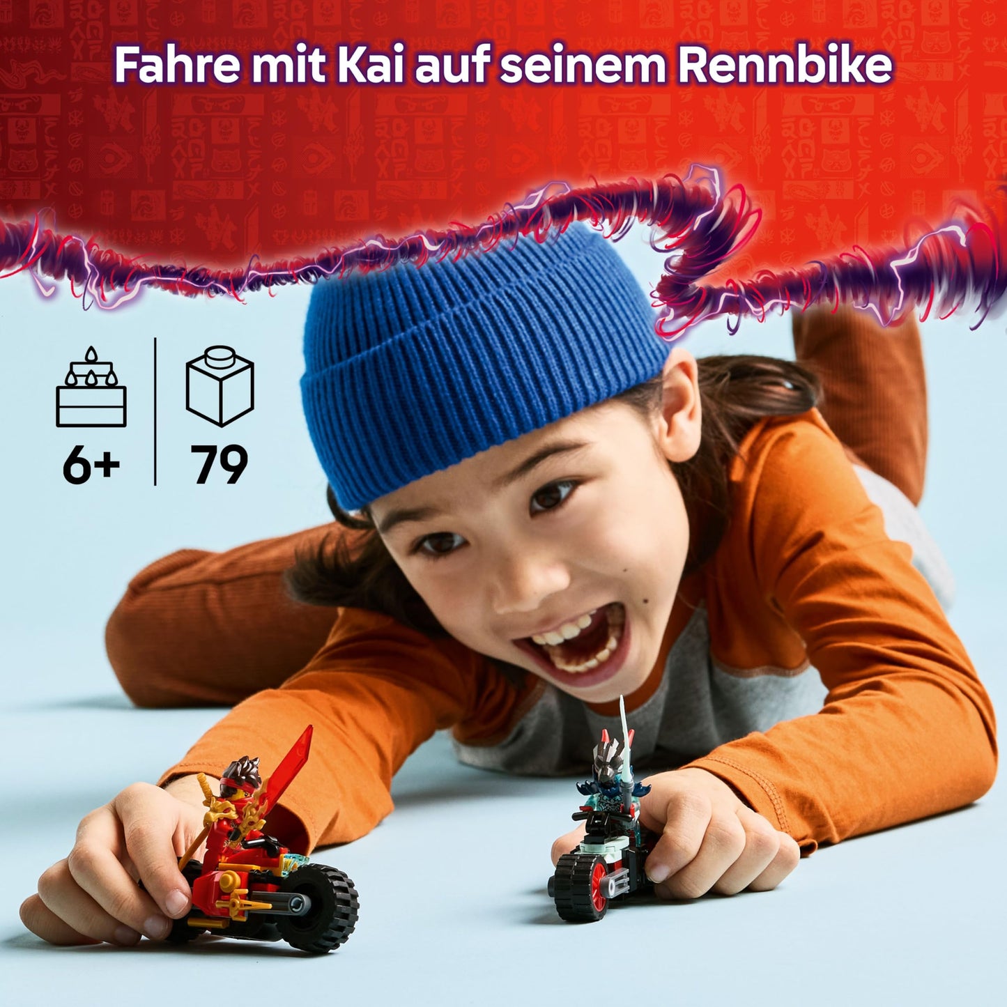 LEGO NINJAGO Kais Motorradrennen Set de joacă cu 2 motociclete ninja și 2 minifigurine 6+ ani