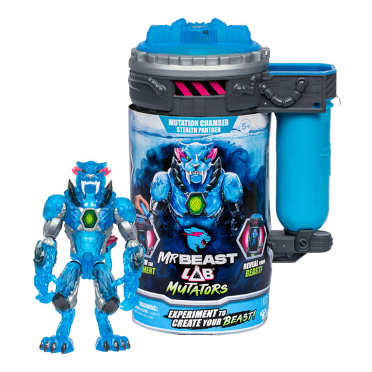 Figurina de Acțiune MrBeast Lab Mutators - Stealth Panther. Experimentează și creează! 3 variante de colecție: Iconic Panther, Stealth Panther, Metallic Panther.