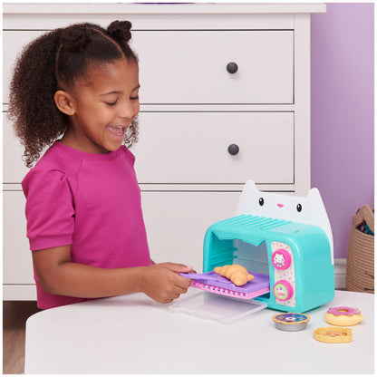 Gabby's Dollhouse, Cakey’s Ofen - Jucărie de rol cu efecte de lumină și sunet, accesorii pentru bucătării de jucărie și alimente, potrivită pentru copii de la 3 ani.