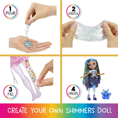 Rainbow High Rainbow Shimmers cu Slime - Skyler, Albastru - 28 cm Păpușă de Modă cu 1 Set de Slime și 1 Pisicuță de Companie