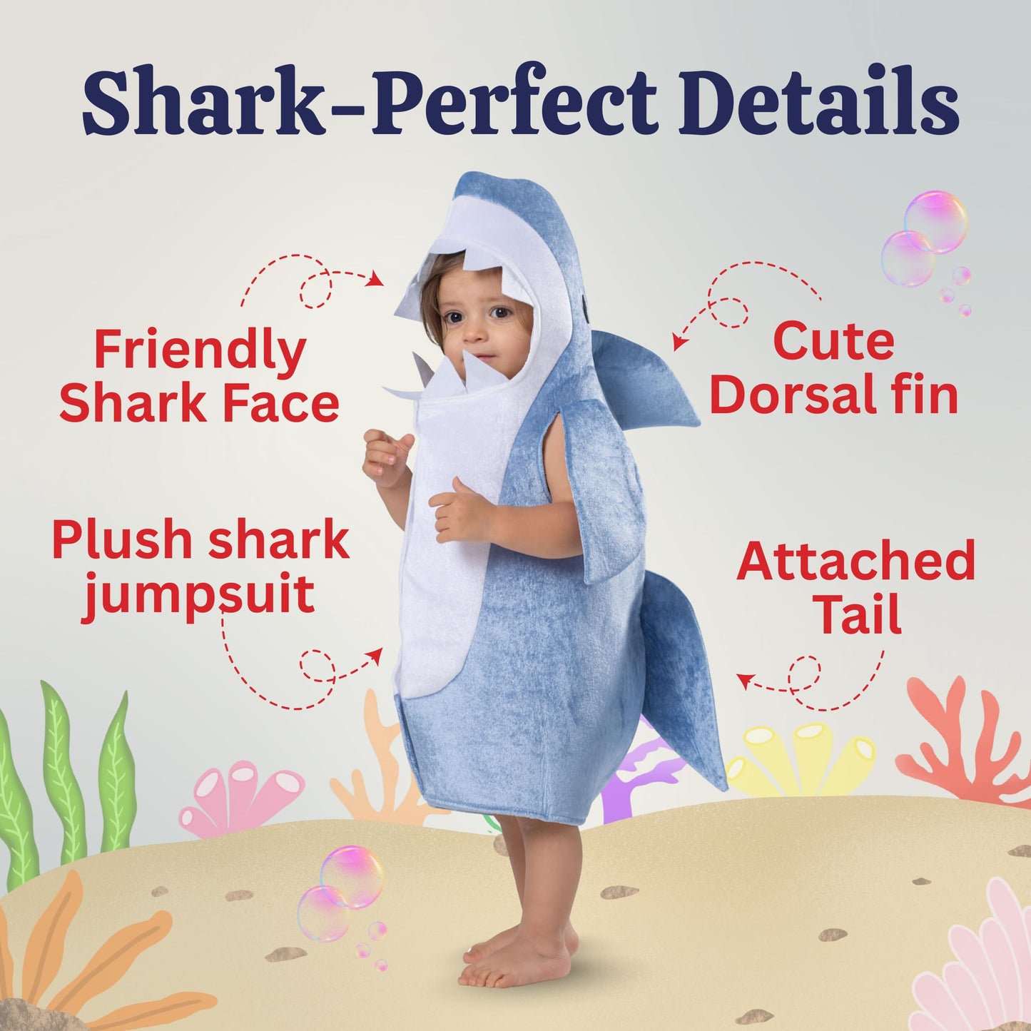 Dress Up America Baby Shark Costum Hai pentru Copii Costum de Halloween