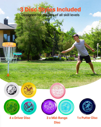 VEVOR SS-DF-003 Set de discgolf Starterset 8 piese pentru antrenament complet corp 3+ ani