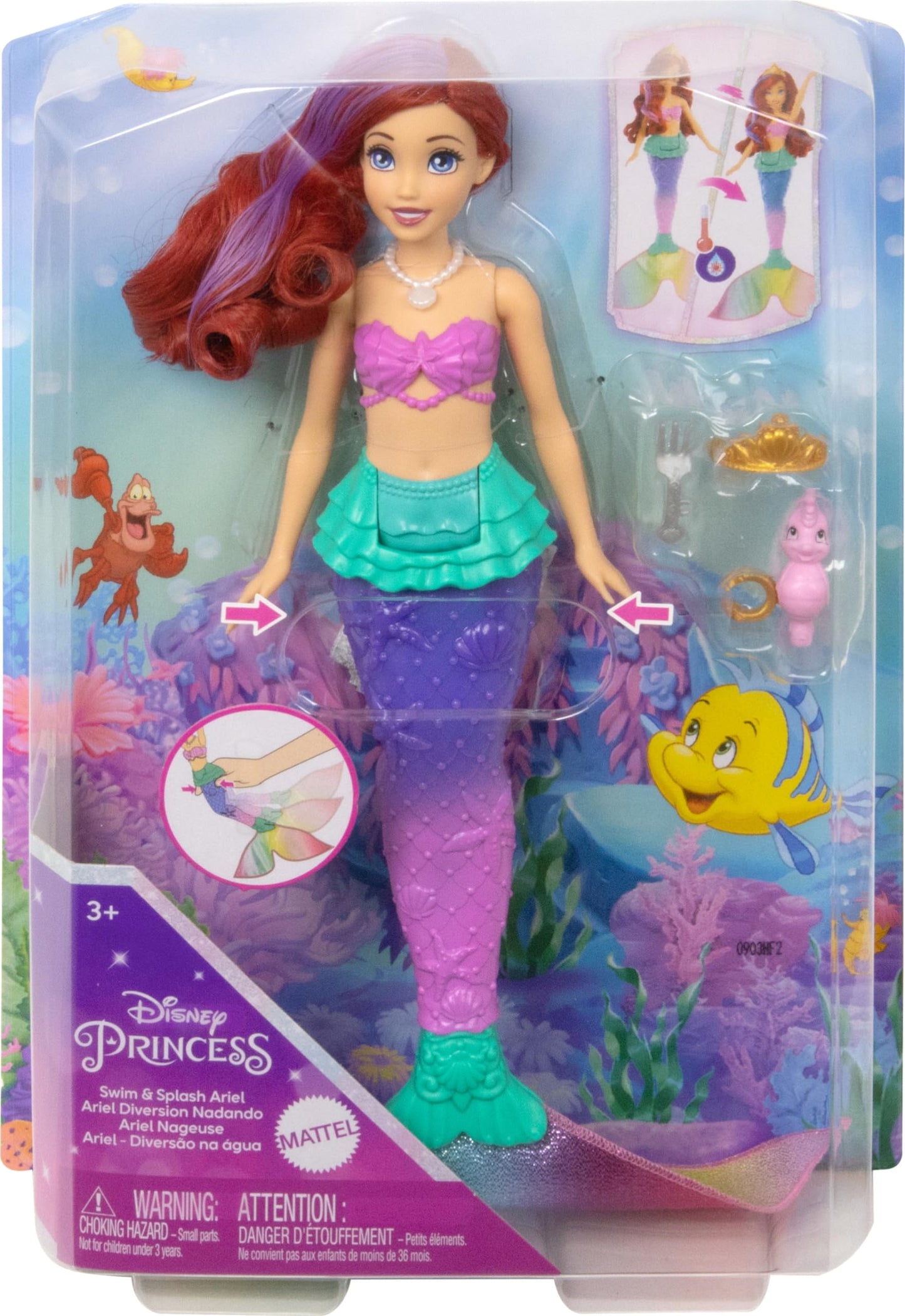 Mattel Disney Ariel Sirenă Înotătoare HPD43, 3+ ani