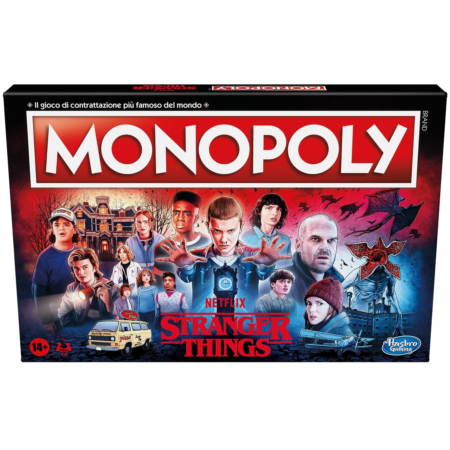 Hasbro Gaming Monopoly Stranger Things - Joc de societate pentru adulți și adolescenți, 6 jucători, de la 14 ani, 41 x 400 x 267 mm, limbă italiană.
