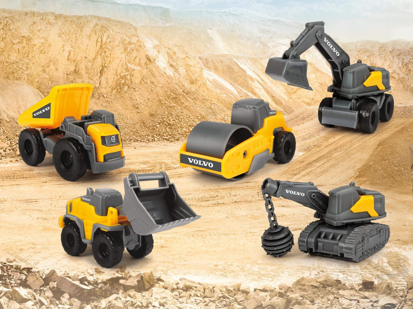Dickie Toys Volvo Micro Workers, 5 vehicule șantier, 3+ ani