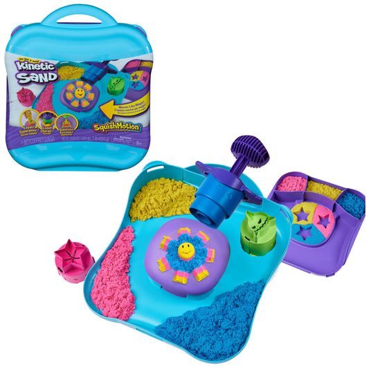 Set de Joacă Kinetic Sand - 453 g de nisip magic din Suedia în 3 culori, cu ștampilă și 5 unelte pentru distracție creativă în interior, pentru copii de la 5 ani.