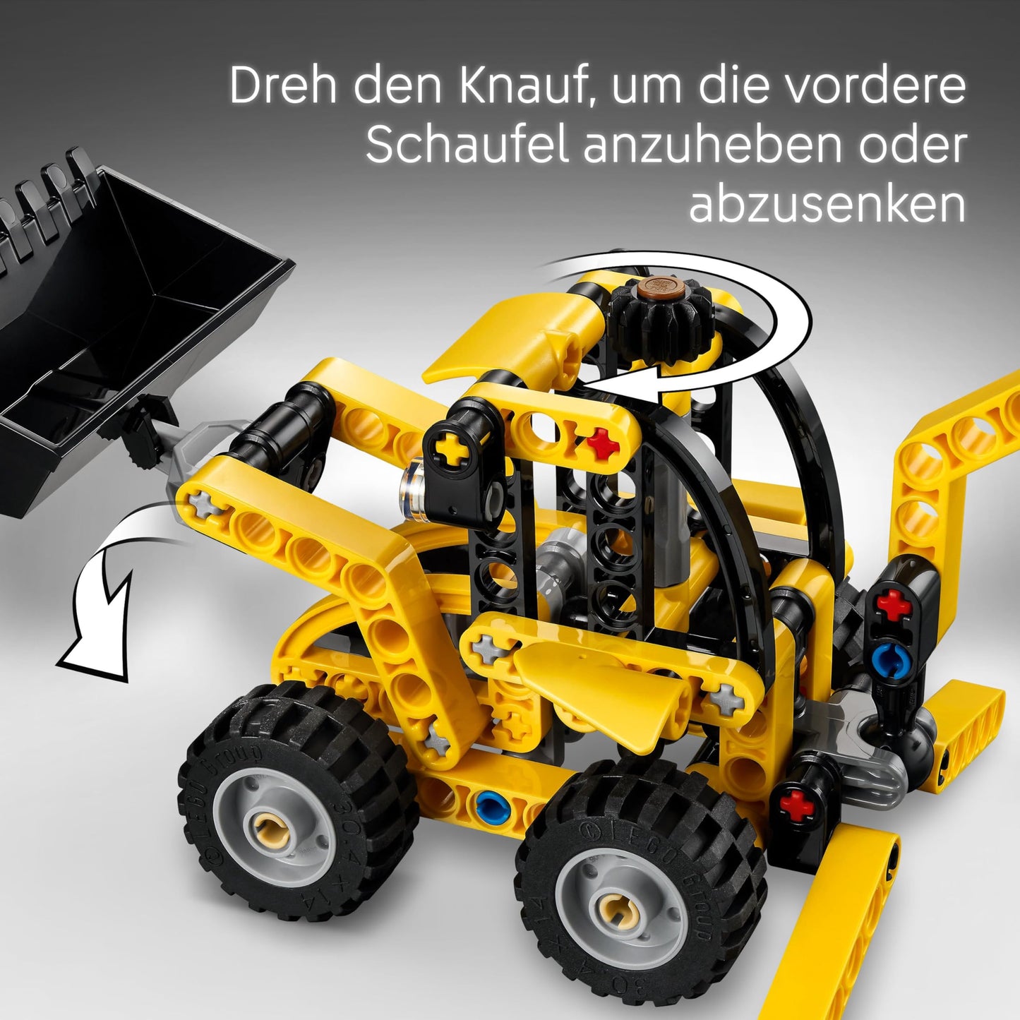 LEGO Technic Baggerlader - Set de jucărie pentru băieți și fete de la 7 ani, vehicul cu excavator, șape și braț 42197