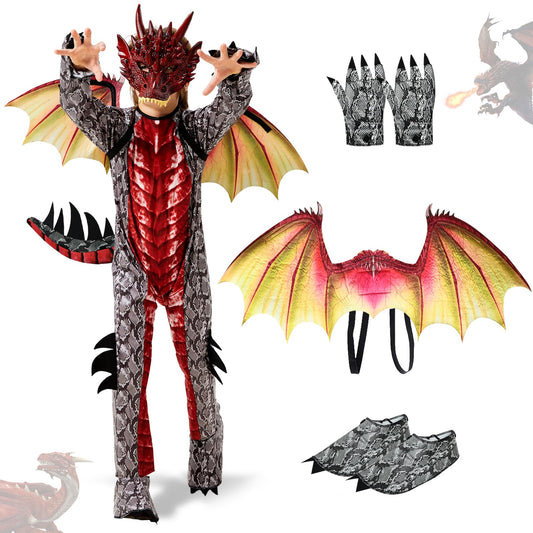 Ulikey Costum Dragon Copii cu Aripi și Mască