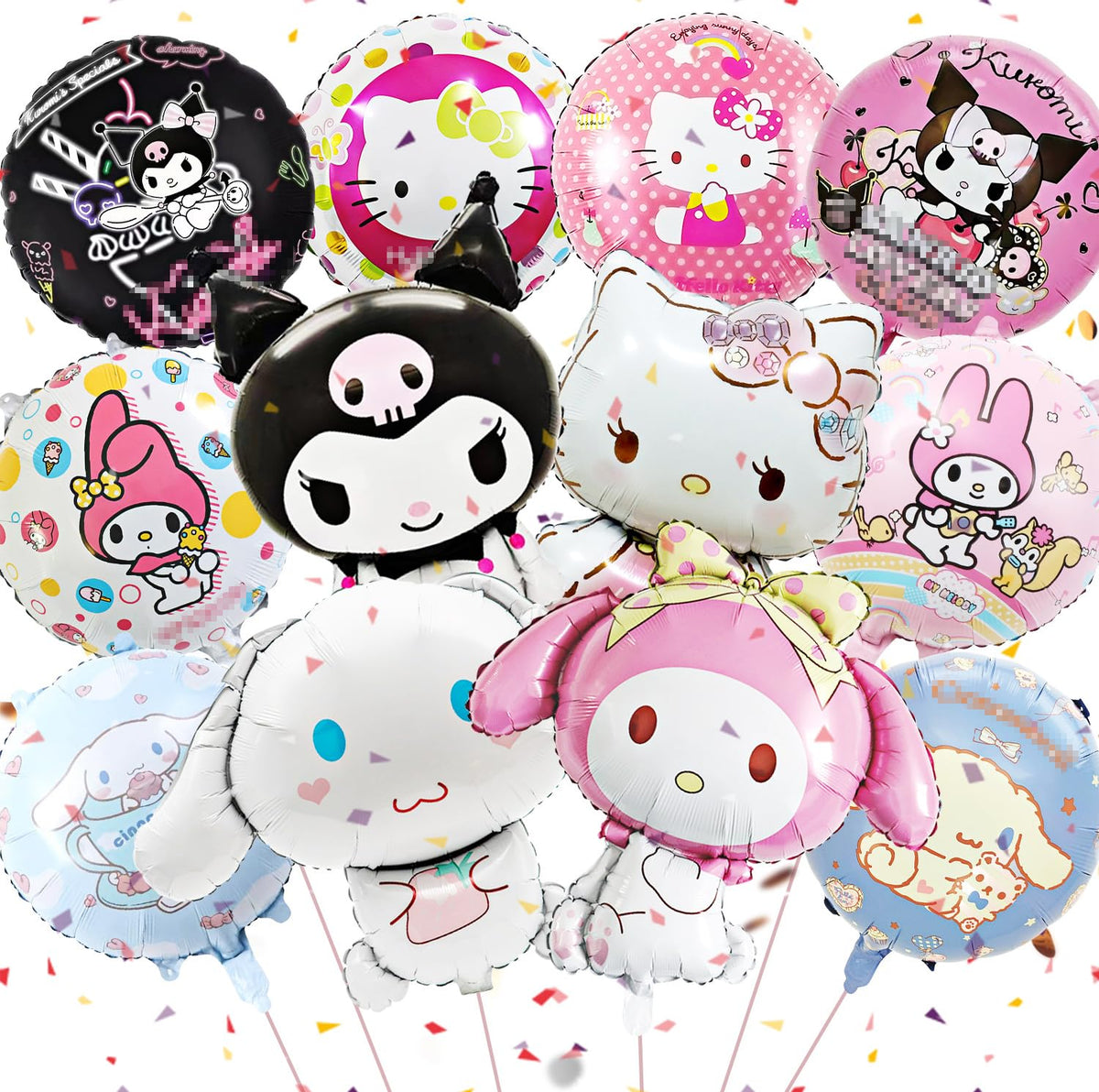 DIUKES Birthday Balloons Set de 12 Baloane pentru Fete, Baloane din Folie cu Tematică de Desene Animate, Accesorii pentru Petrecerea de Ziua Fetei