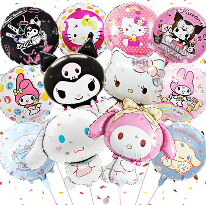 DIUKES Birthday Balloons Set de 12 Baloane pentru Fete, Baloane din Folie cu Tematică de Desene Animate, Accesorii pentru Petrecerea de Ziua Fetei