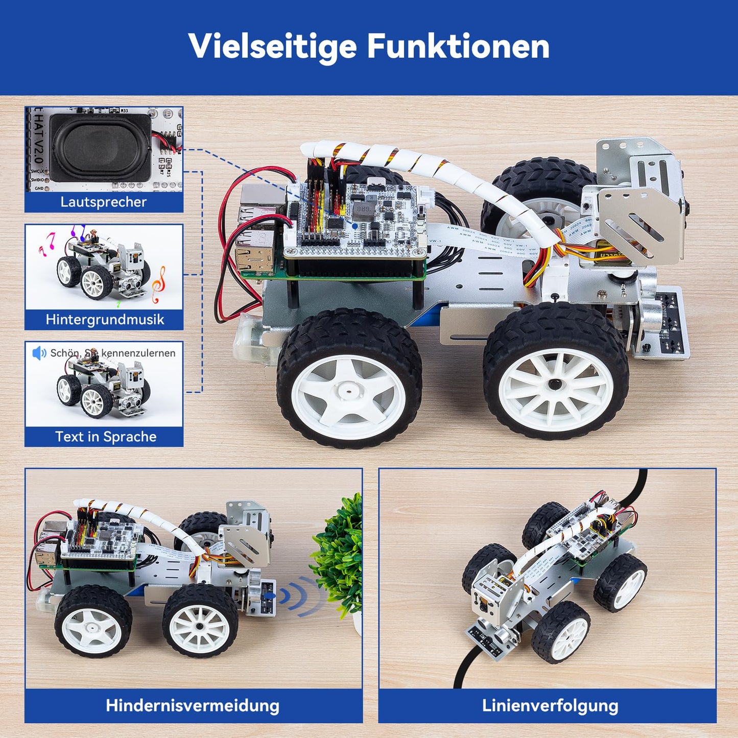 SUNFOUNDER PiCar-X Robot AI Raspberry Pi, ChatGPT-4