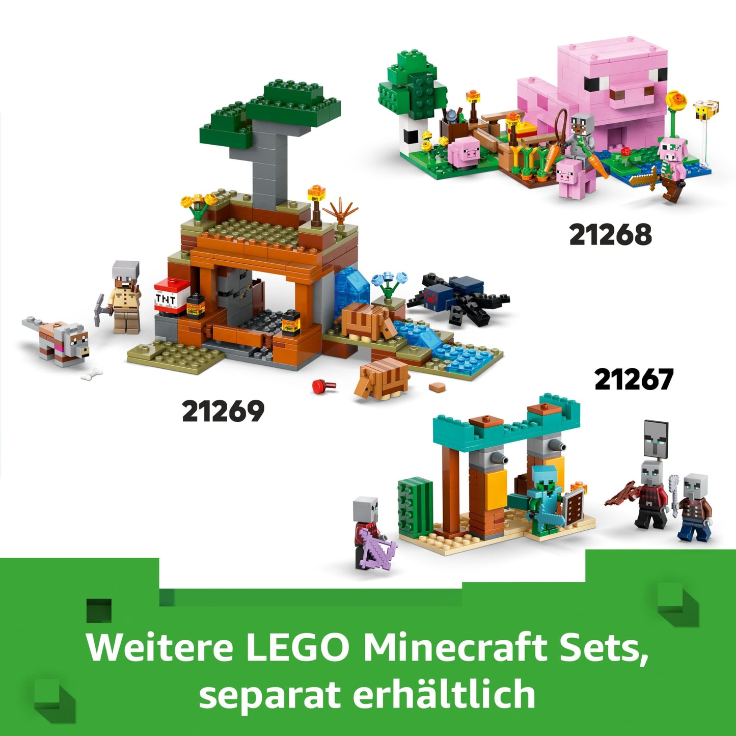 LEGO Minecraft 21270 Set de construcție Casa vacii ciupercă cu 500 piese pentru copii de la 8 ani