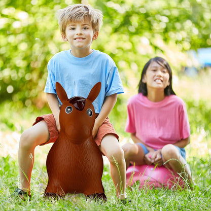 Cavalcabil Relaxdays pentru copii, animale gonflabile, BPA-free, suportă până la 50 kg, pompa inclusă, culoare maro