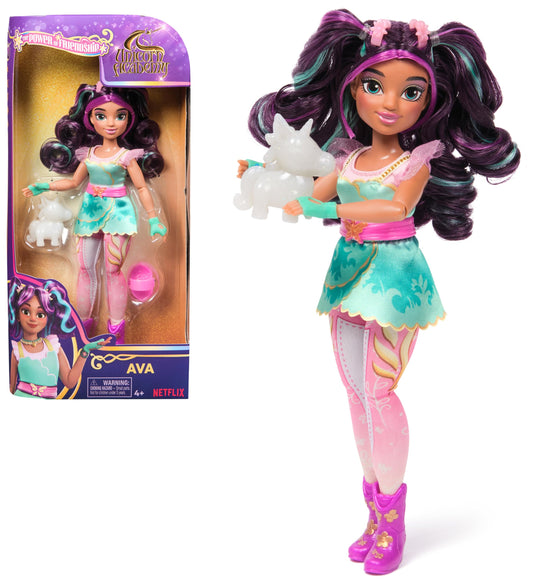 Unicorn Academy Ava Păpușă de îmbrăcat cu păr natural și accesorii 24 cm de la 4 ani