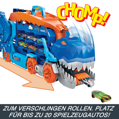 Hot Wheels City T-Rex Transporter cu pistă, 4+ ani