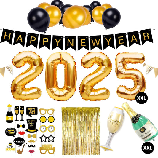 Set Deko Silvester XXL 2025 | Decoratiuni Petrecere An Nou | Ghirlande, Balonuri XXL, Fotorechizite, Decoratiuni | La Multi Ani!