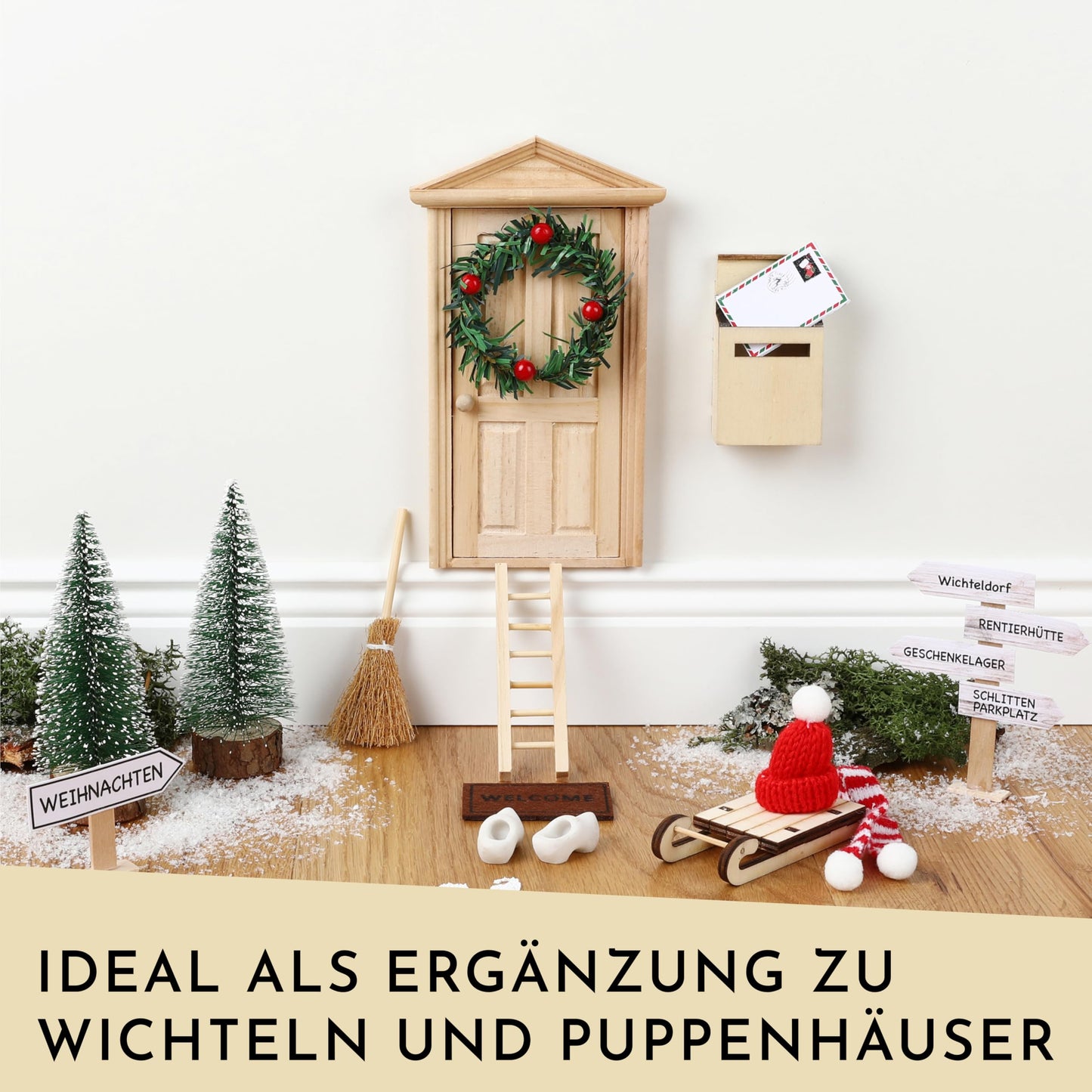 Set de Baie Nordstern Wichtel - 10 Piese Miniatură pentru Decorare Wichteltür, Casă de Păpuși sau Wichtel de Crăciun - Mini Periuță de Dinți, Hârtie Igienică și Altele