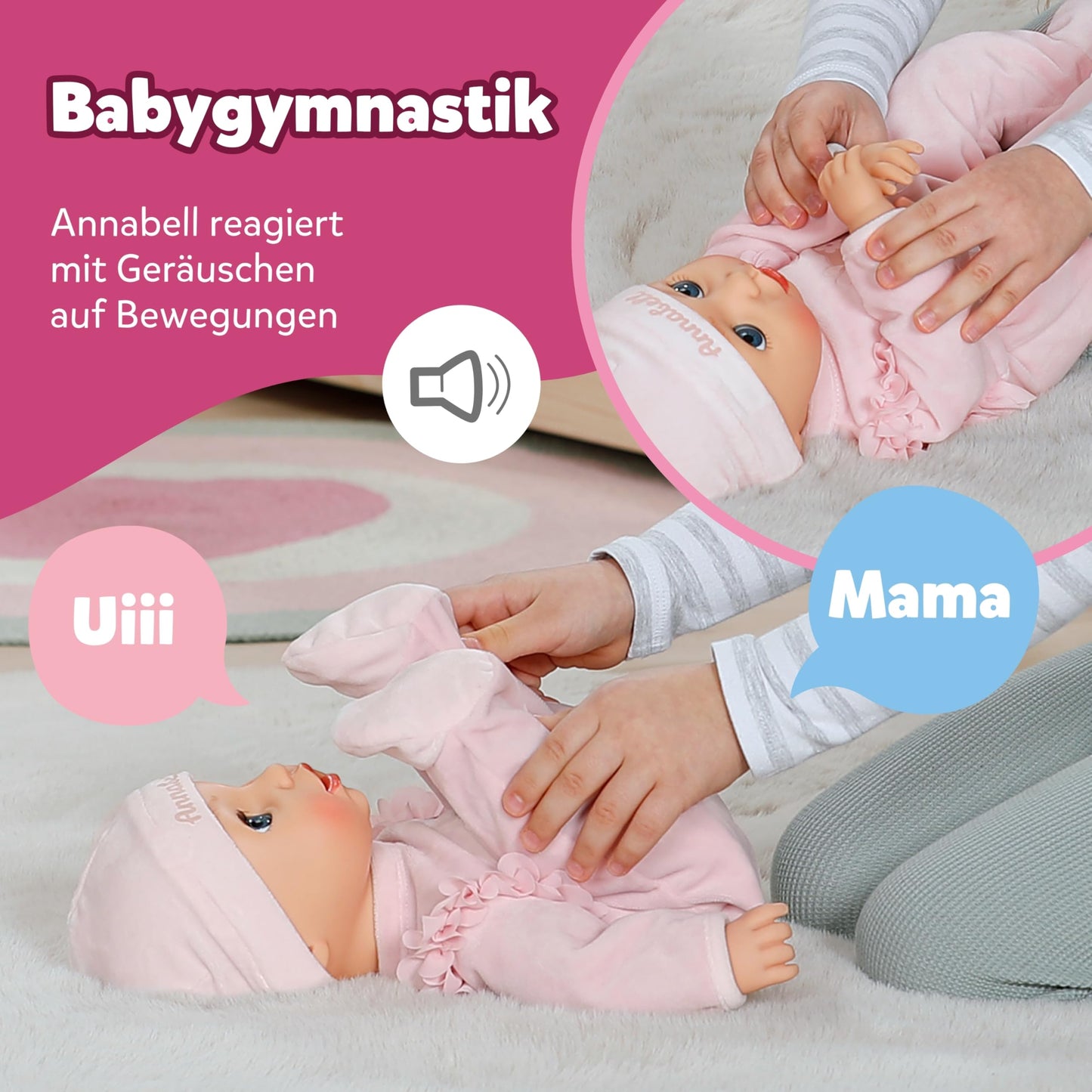 BABY Born Annabell Păpușă bebeluș moale 43 cm cu 7 funcții electronice și sunet de la 3 ani