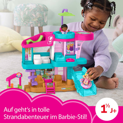 Fisher-Price Little People Set de joacă casă de plajă Barbie cu figurine și accesorii pentru copii de la 18 luni