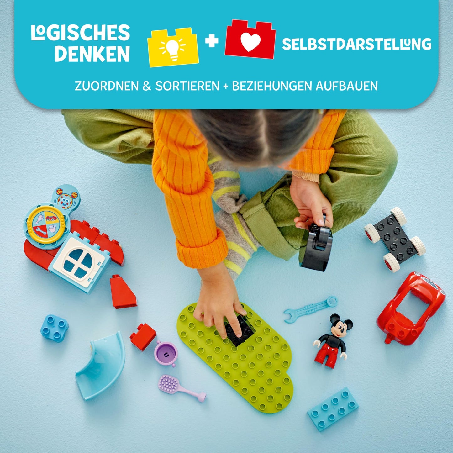 LEGO 10454 DUPLO Set Mickey Mouse, club și mașină