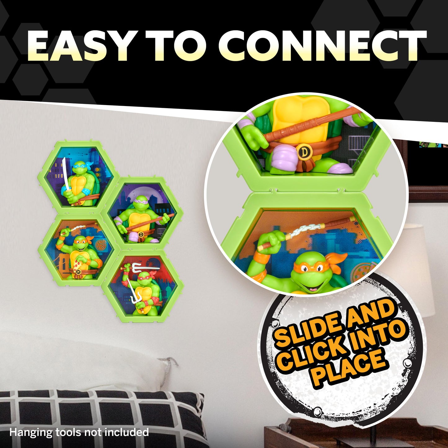 WOW! PODS - Testoase Ninja 4D Raffaello, Figurina Bobble-head Colectionabilă, Exponibilă pe Perete sau Pe Raft, Jucării și Cadouri Ninja Turtles