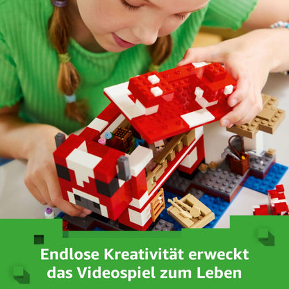 LEGO Minecraft 21270 Set de construcție Casa vacii ciupercă cu 500 piese pentru copii de la 8 ani